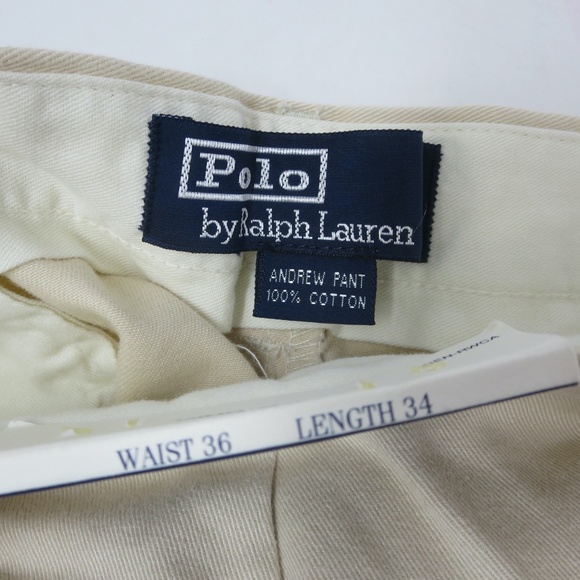 NEW Polo Ralph Lauren ANDREW PANTS Size 36x34 Pleated Front Classic Fit Chino - Picture 7 of 7